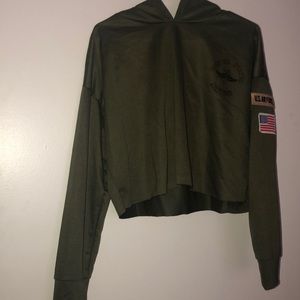 Army Green cropped hoodie